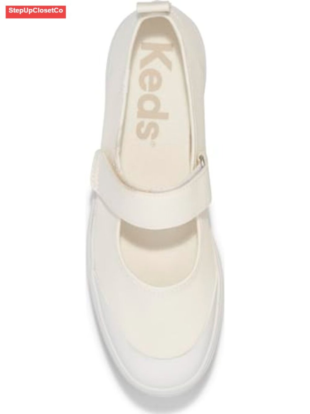 Platform Mary Jane Sneakers Hook-and-Loop Closure Canvas Upper Cushioned Sole - Picture 4 of 6